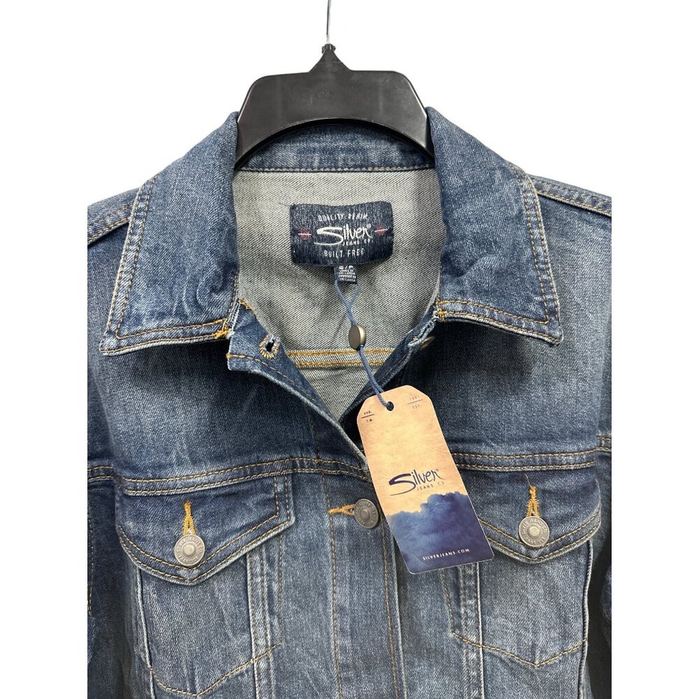 Silver Jeans Co. Selena Trucker Blue Denim Jean Jacket Small - Picture 2 of 10